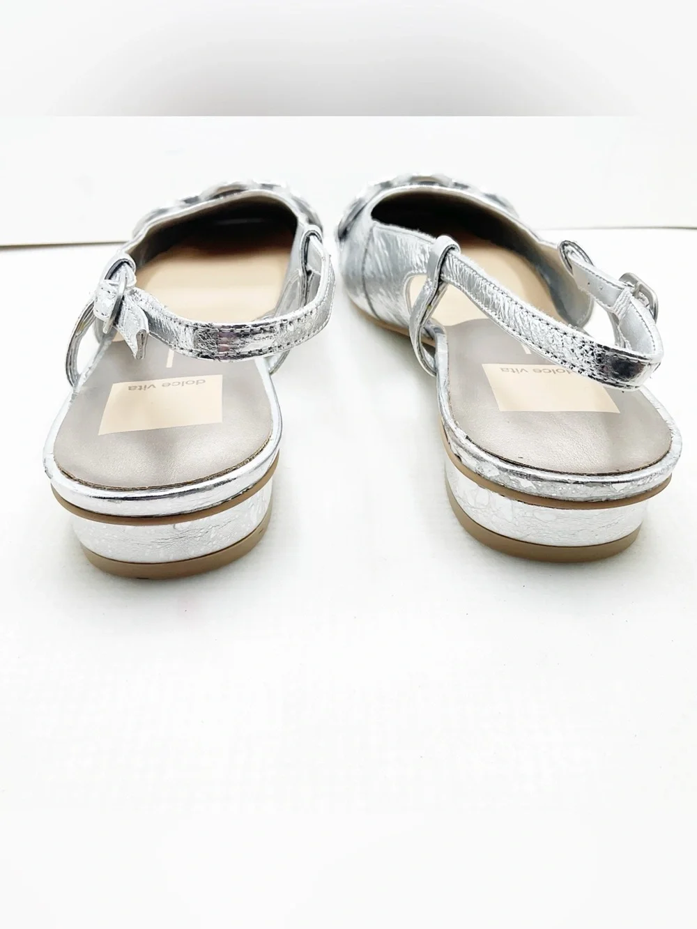 🆕{Dolce Vita} Ramano Crinkle Metallic Silver Slingback Flats